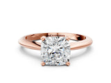 1 Carat Cushion Cut Rose gold Diamond Solitaire Engagement Ring with Classic Band and Four-Prong Setting_24