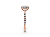 1 Carat Emerald Cut Rose gold Diamond Solitaire Ring with Round  Pavé Band and Four-Prong Setting_44