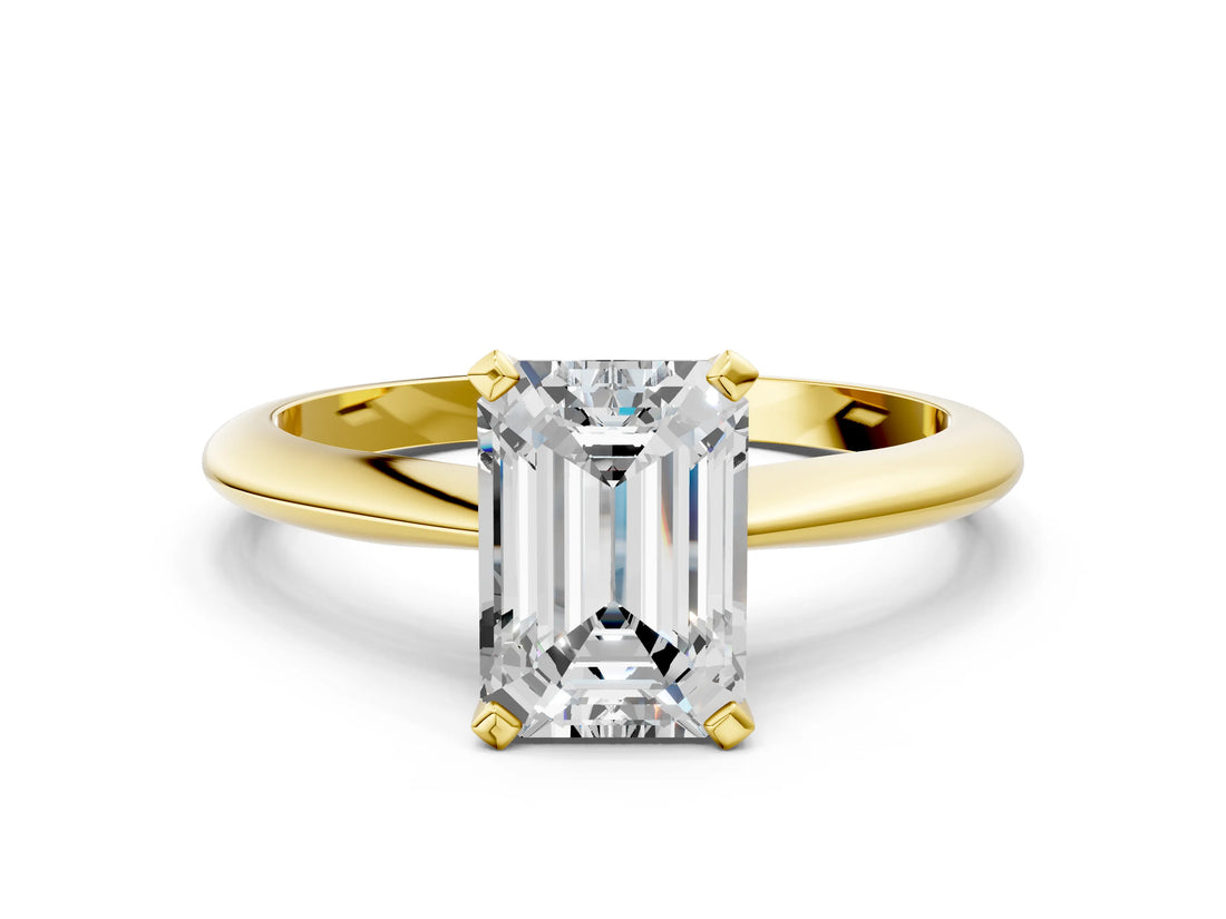 1 Carat Emerald Cut Yellow gold Diamond Solitaire Engagement Ring with Classic Band and Four-Prong Setting_36