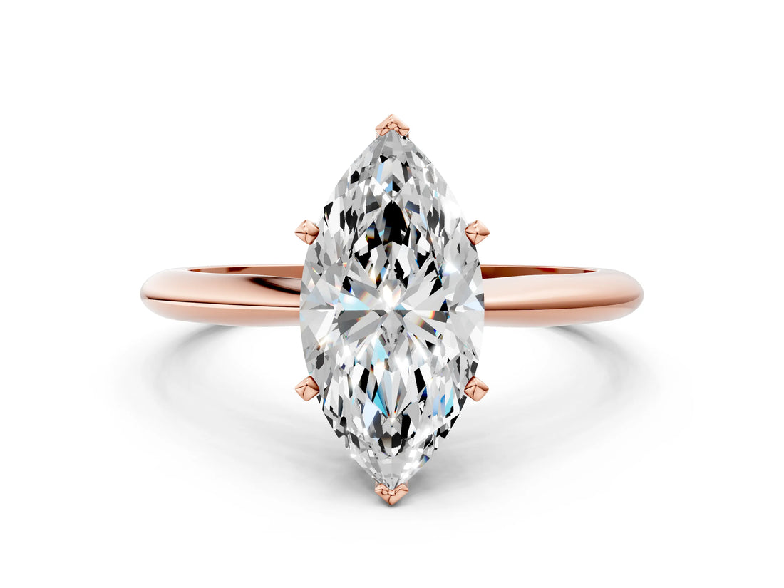 1 Carat Marquise Cut Rose gold Diamond Solitaire Engagement Ring with Classic Band and Four-Prong Setting_36