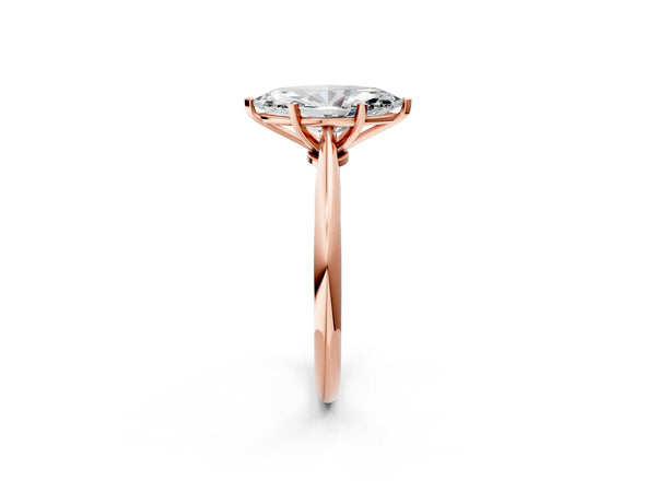 1 Carat Marquise Cut Rose gold Diamond Solitaire Engagement Ring with Classic Band and Four-Prong Setting