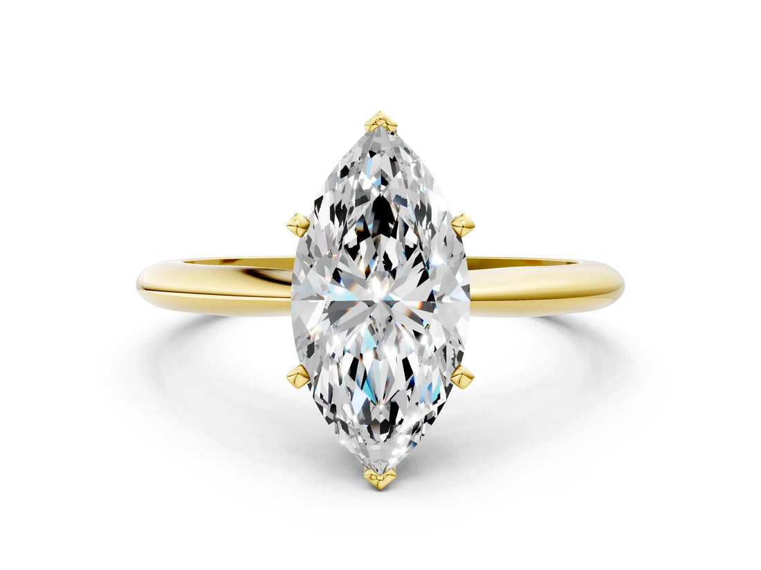 1 Carat Marquise Cut Yellow gold Diamond Solitaire Engagement Ring with Classic Band and Four-Prong Setting_36