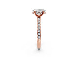 1 Carat Oval Cut Rose gold Diamond Solitaire Ring with Round  Pavé Band and Four-Prong Setting_44
