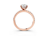 1 Carat Oval Cut Rose gold Diamond Solitaire Ring with Round  Pavé Band and Four-Prong Setting_45
