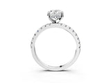 1 Carat Oval Cut White gold Diamond Solitaire Ring with Round  Pavé Band and Four-Prong Setting_63