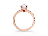 1 Carat Pear Cut Rose gold Diamond Solitaire Ring with Round  Pavé Band and Four-Prong Setting_45
