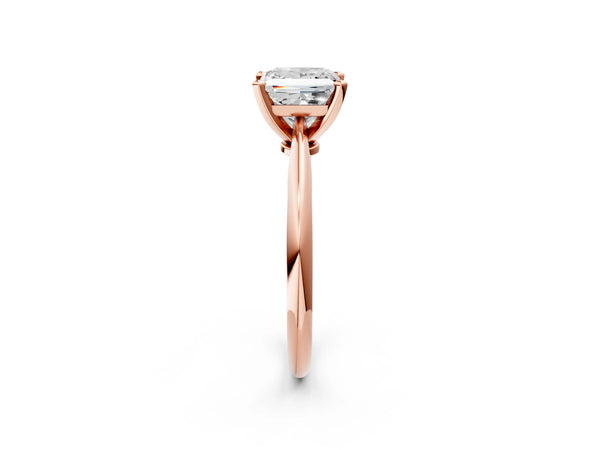 1 Carat Princess Cut Rose gold Diamond Solitaire Engagement Ring with Classic Band and Four-Prong Setting