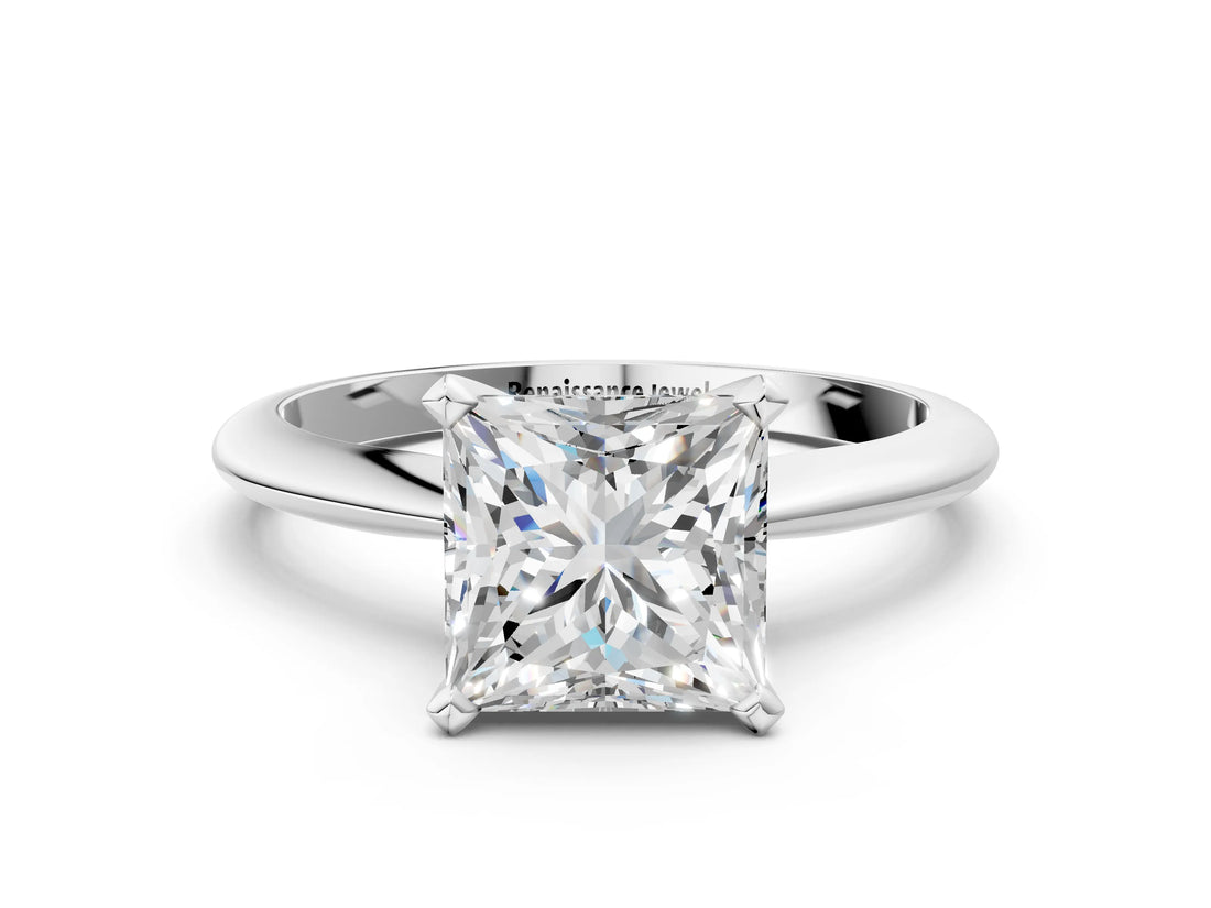 1 Carat Princess Cut White gold Diamond Solitaire Engagement Ring with Classic Band and Four-Prong Setting_48