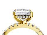 1 Carat Princess Cut Yellow gold Diamond Solitaire Ring with Round  Pavé Band and Four-Prong Setting_40