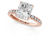 1 Carat Radiant Cut Rose gold Diamond Solitaire Ring with Round  Pavé Band and Four-Prong Setting_55