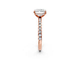 1 Carat Radiant Cut Rose gold Diamond Solitaire Ring with Round  Pavé Band and Four-Prong Setting_56