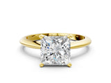 18K Yellow Gold 1.59 Carat F VS1 Princess Diamond Solitaire Engagement Ring with Classic Band and Four-Prong Setting