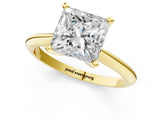 18K Yellow Gold 1.59 Carat F VS1 Princess Diamond Solitaire Engagement Ring with Classic Band and Four-Prong Setting