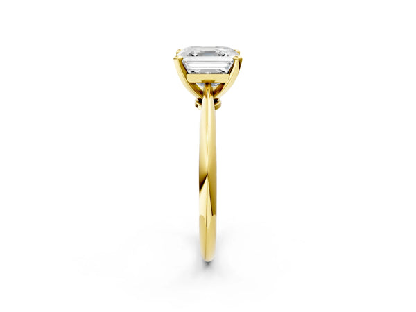 2 Carat Asscher Cut Yellow gold Diamond Solitaire Engagement Ring with Classic Band and Four-Prong Setting