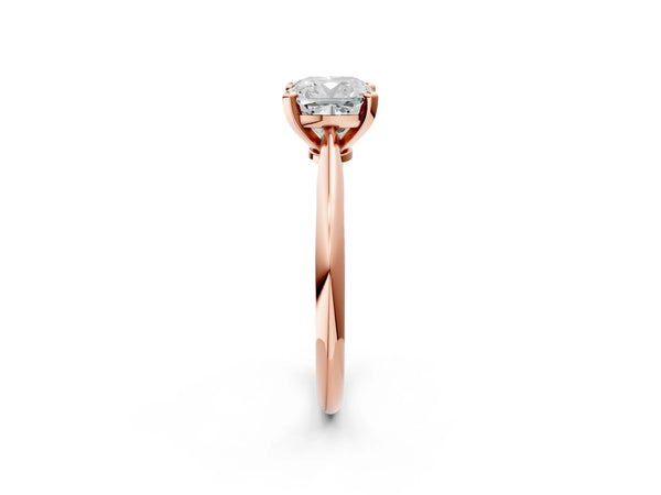 2 Carat Cushion Cut Rose gold Diamond Solitaire Engagement Ring with Classic Band and Four-Prong Setting