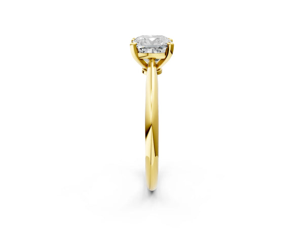 2 Carat Cushion Cut Yellow gold Diamond Solitaire Engagement Ring with Classic Band and Four-Prong Setting