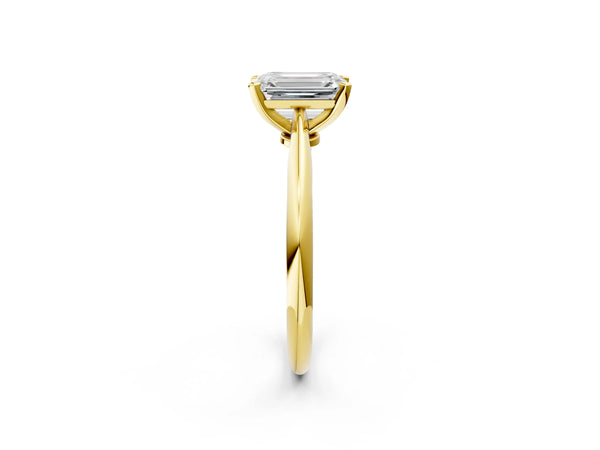 2 Carat Emerald Cut Yellow gold Diamond Solitaire Engagement Ring with Classic Band and Four-Prong Setting