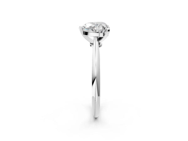 2 Carat Heart Cut Platinum Diamond Solitaire Engagement Ring with Classic Band and Four-Prong Setting