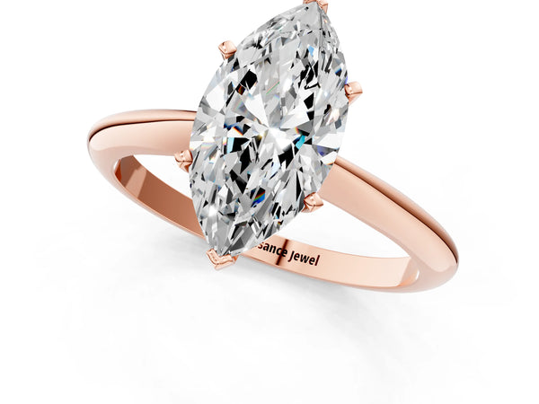 2 Carat Marquise Cut Rose gold Diamond Solitaire Engagement Ring with Classic Band and Four-Prong Setting