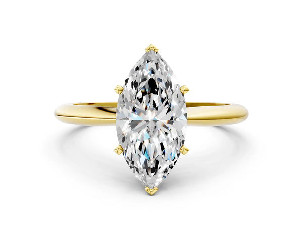 2 Carat Marquise Cut Yellow gold Diamond Solitaire Engagement Ring with Classic Band and Four-Prong Setting