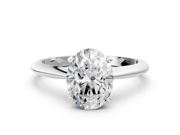 2 Carat Oval Cut White gold Diamond Solitaire Engagement Ring with Classic Band and Four-Prong Setting