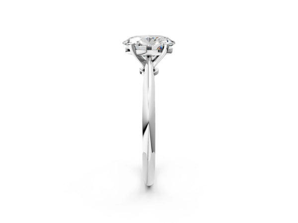 2 Carat Oval Cut White gold Diamond Solitaire Engagement Ring with Classic Band and Four-Prong Setting