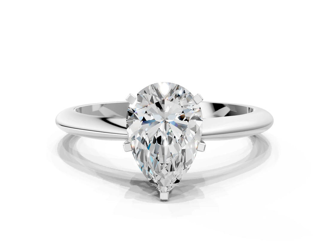 2 Carat Pear Cut White gold Diamond Solitaire Engagement Ring with Classic Band and Four-Prong Setting_36