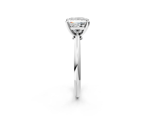 2 Carat Princess Cut Platinum Diamond Solitaire Engagement Ring with Classic Band and Four-Prong Setting