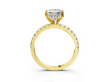 2 Carat Princess Cut Yellow gold Diamond Solitaire Ring with Round  Pavé Band and Four-Prong Setting_39