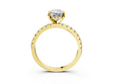 2 Carat Radiant Cut Yellow gold Diamond Solitaire Ring with Round  Pavé Band and Four-Prong Setting_51