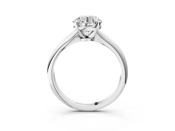 2 Carat Round Cut Platinum Diamond Solitaire Engagement Ring with Classic Band and Four-Prong Setting