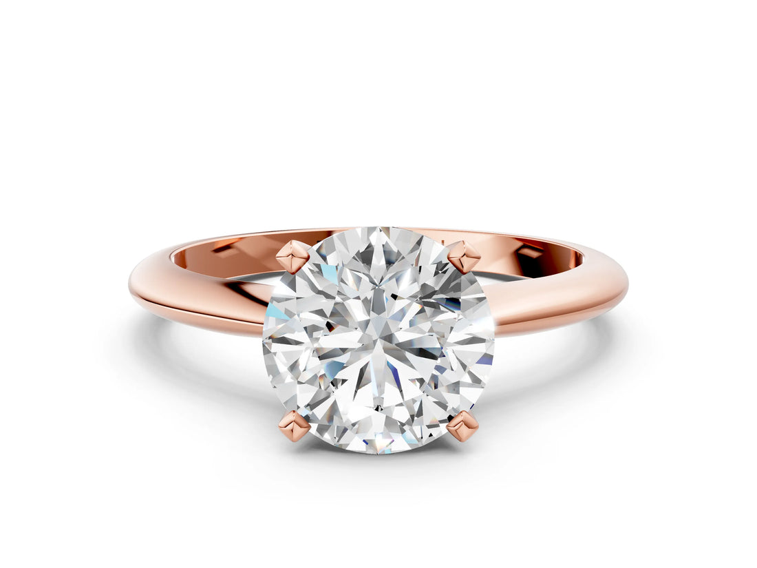 2 Carat Round Cut Rose gold Diamond Solitaire Engagement Ring with Classic Band and Four-Prong Setting_36