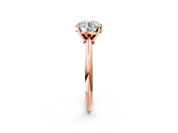 2 Carat Round Cut Rose gold Diamond Solitaire Engagement Ring with Classic Band and Four-Prong Setting
