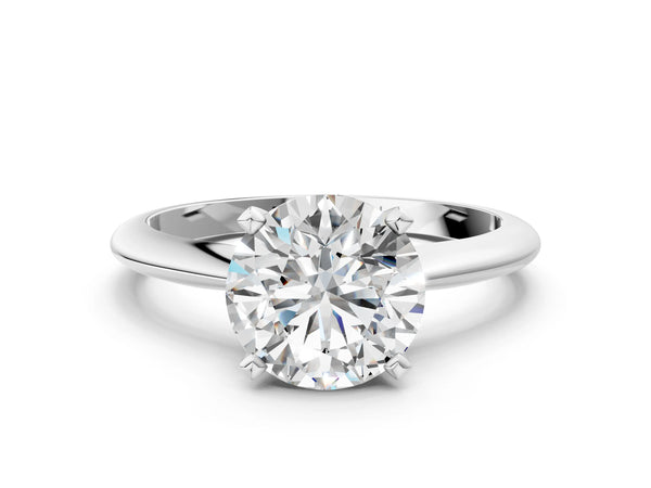 2 Carat Round Cut White gold Diamond Solitaire Engagement Ring with Classic Band and Four-Prong Setting