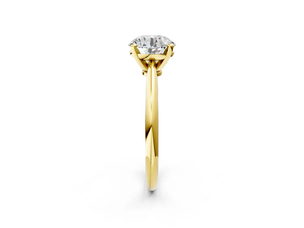 2 Carat Round Cut Yellow gold Diamond Solitaire Engagement Ring with Classic Band and Four-Prong Setting
