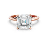 3 Carat Asscher Cut Rose gold Diamond Solitaire Engagement Ring with Classic Band and Four-Prong Setting_12