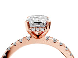 3 Carat Emerald Cut Rose gold Diamond Solitaire Ring with Round  Pavé Band and Four-Prong Setting_46