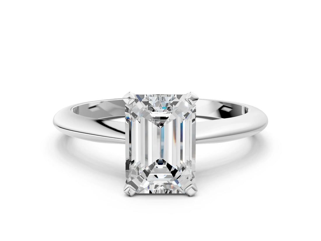 3 Carat Emerald Cut White gold Diamond Solitaire Engagement Ring with Classic Band and Four-Prong Setting_48