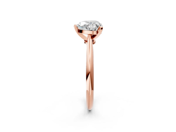3 Carat Heart Cut Rose gold Diamond Solitaire Engagement Ring with Classic Band and Four-Prong Setting