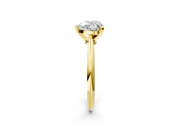 3 Carat Heart Cut Yellow gold Diamond Solitaire Engagement Ring with Classic Band and Four-Prong Setting