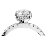 3 Carat Oval Cut White gold Diamond Solitaire Ring with Round  Pavé Band and Four-Prong Setting_64
