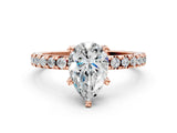 3 Carat Pear Cut Rose gold Diamond Solitaire Ring with Round  Pavé Band and Four-Prong Setting_42