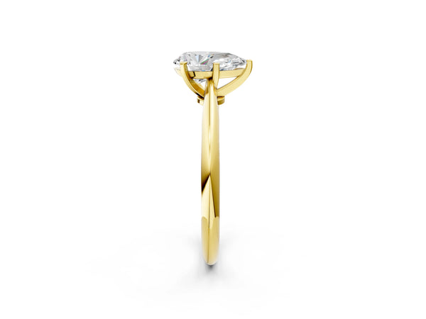 3 Carat Pear Cut Yellow gold Diamond Solitaire Engagement Ring with Classic Band and Four-Prong Setting