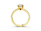 3 Carat Pear Cut Yellow gold Diamond Solitaire Ring with Round  Pavé Band and Four-Prong Setting_39