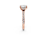 3 Carat Princess Cut Rose gold Diamond Solitaire Ring with Round  Pavé Band and Four-Prong Setting_44