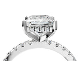 3 Carat Princess Cut White gold Diamond Solitaire Ring with Round  Pavé Band and Four-Prong Setting_64