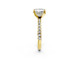 3 Carat Princess Cut Yellow gold Diamond Solitaire Ring with Round  Pavé Band and Four-Prong Setting_38