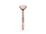 3 Carat Radiant Cut Rose gold Diamond Solitaire Ring with Round  Pavé Band and Four-Prong Setting_32