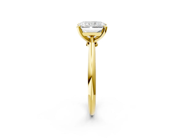 3 Carat Radiant Cut Yellow gold Diamond Solitaire Engagement Ring with Classic Band and Four-Prong Setting