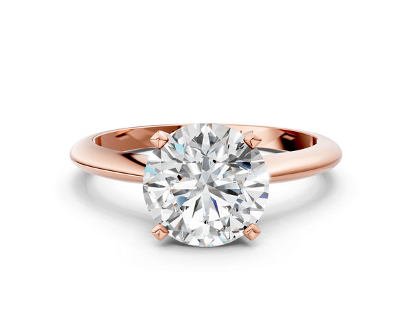 3 Carat Round Cut Rose gold Diamond Solitaire Engagement Ring with Classic Band and Four-Prong Setting
